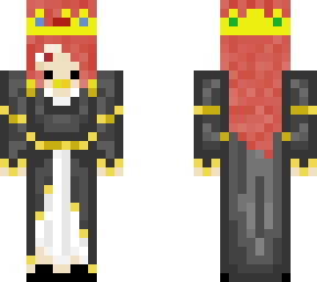 red and long haired girl with crown