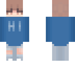 boy skin blue hoodie with 'hi'