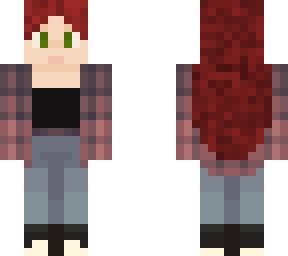 redhead girl flannel and jeans