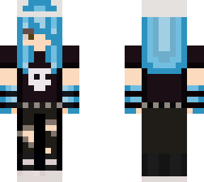 blue hair emo with hat