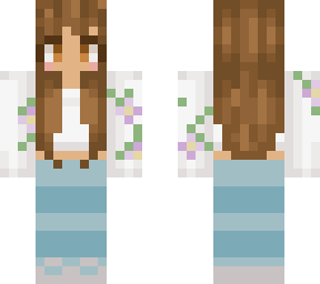 - brown haired girl in flower top -