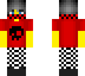 male - red shirt - checker mask - checker pants