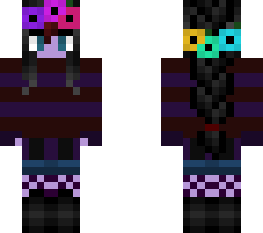 black french braid with purple and red sweater