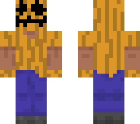 steve with a pumpkin shirt and head
