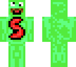 green man with crazy eyes and an s logo!