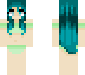 girl w/teal hair green bikini