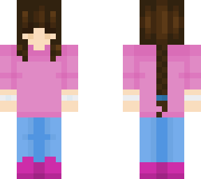 girl with braid in pink t-shirt