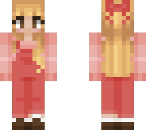 cute girl with overalls in red and pink