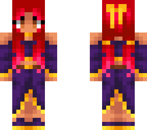 fancy lady in purple dress w/ red pigtails