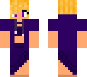 blond girl with purple clothes