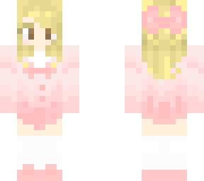pink child with blonde hair