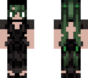green hair gorhic black dress