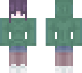 frog hoodie, { purple hair/eyes } :p