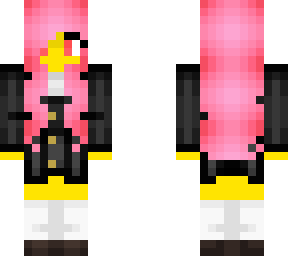 female - pink hair - bright eyes - black n white outfit