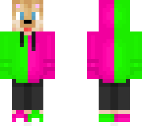 human with dogmask green and pink edition