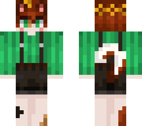 catboy green sweater overalls