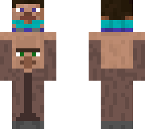 slim villager carryig steve