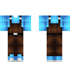 ob - blue shirt w/ leather overalls & belt