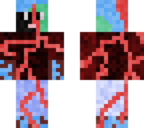 wounded red-blue haired