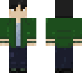green jacket blue undershirt boy