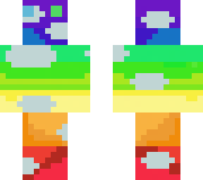 a rainbow skin with clouds