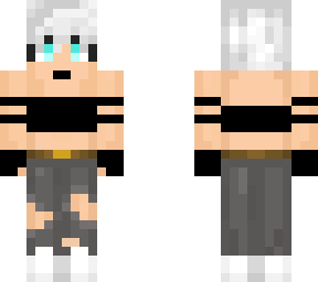 white haired girl in black crop-top