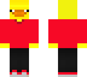 yellow chicken in red shirt