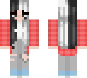 black + white hair with checked shirt