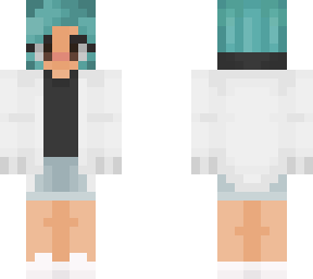 tan girl short blue hair