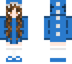 blue dino girl with brown hair