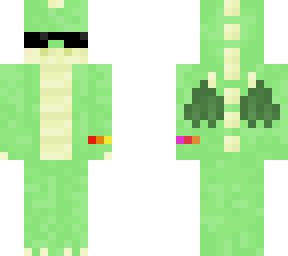 green dragon with sunglasses and rainbow bracelet cuz why not