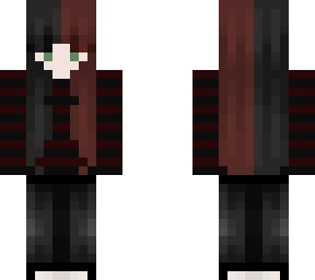 half red half black green eyes