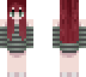 pelo rojo y suter de rayas verde
