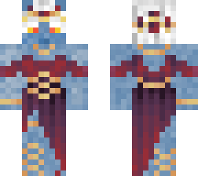blue demon boy with white hair and horns