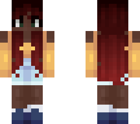 dark skin with long red hair