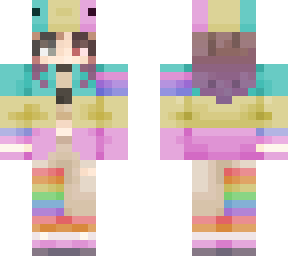 pride girl skin with an axolotl hat <3