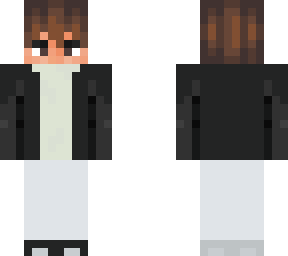 boy with black jacket and white pants