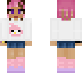 gyaru my melody pink, blonde and brown hair girl