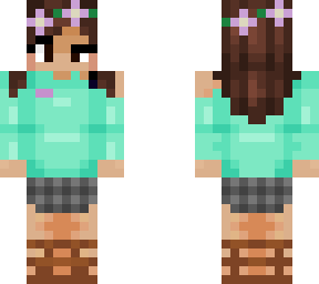 person in mint shirt and plaid skirt