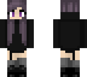 purple haired black hoodie girl