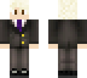 white hair purple tie guy in a suit