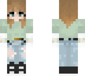 brown hair green shirt