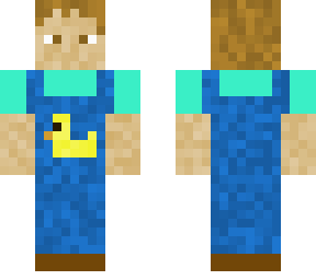person with ducky overalls
