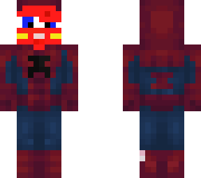 la piel es de sppiderman y con fucion con el rallo macuin y en miencraft aws goo