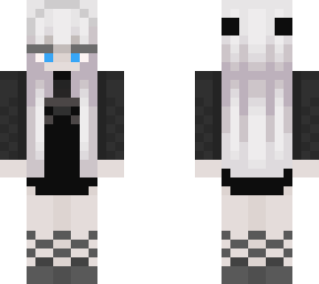 silver hair with black dress & ribbon