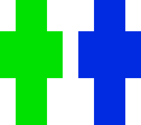 lime and blue cubed