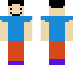 white skin, black hair, red or blue t-shirt or leggings, orange or purple shoes