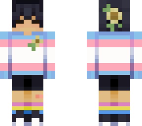 tan skin black hair sunflower boy with lgbtq clothes