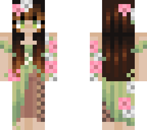 green wit pink flowers