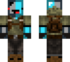 half diamond skeppy half cyborg skeppy going to war